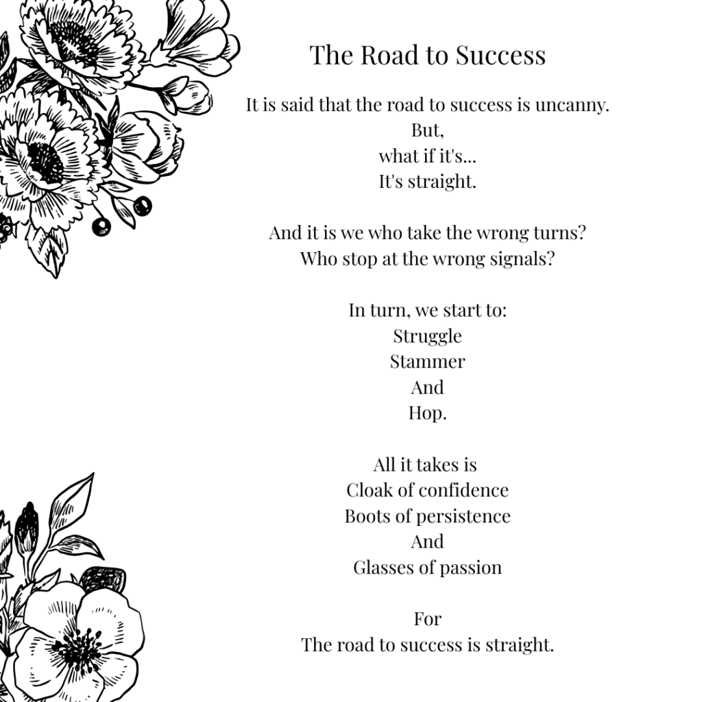 This picture contains the full Short Poem on Success.