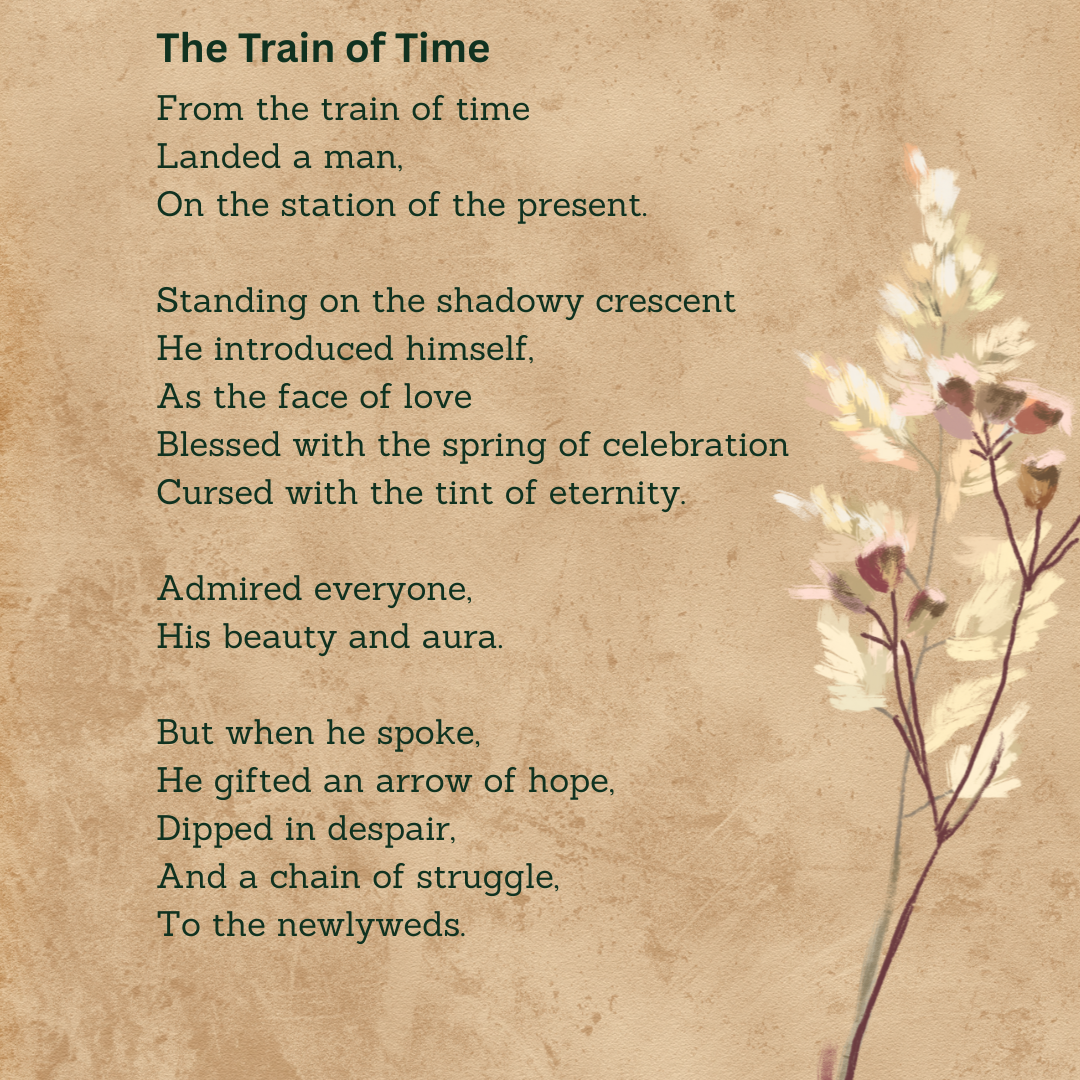 A Short Best Poem On Time: The Train of Time is written on the picture.