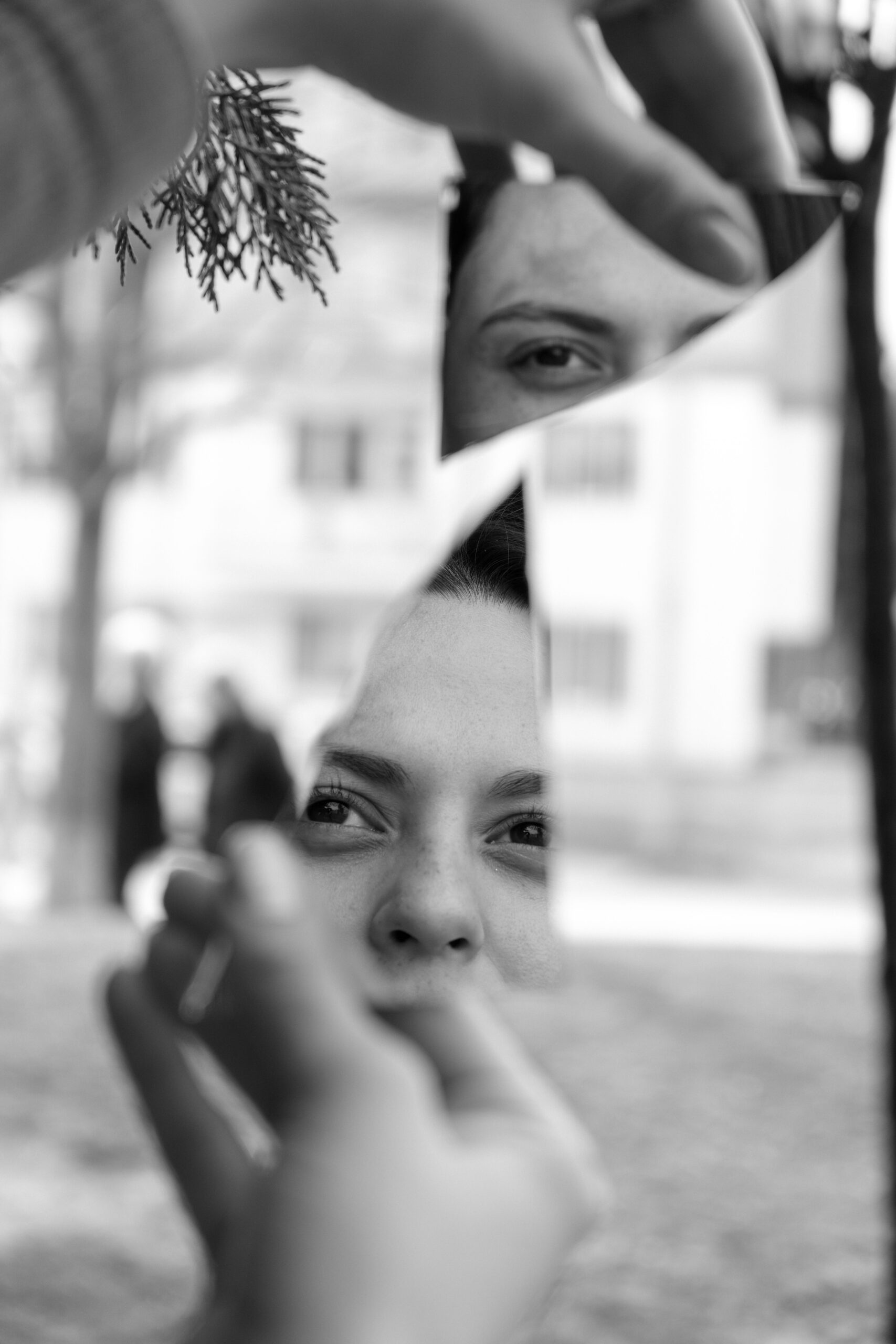 It is a picture of a shattered mirror, highlighting the concept of mirror stage in Patrick Hamilton Gas Light.